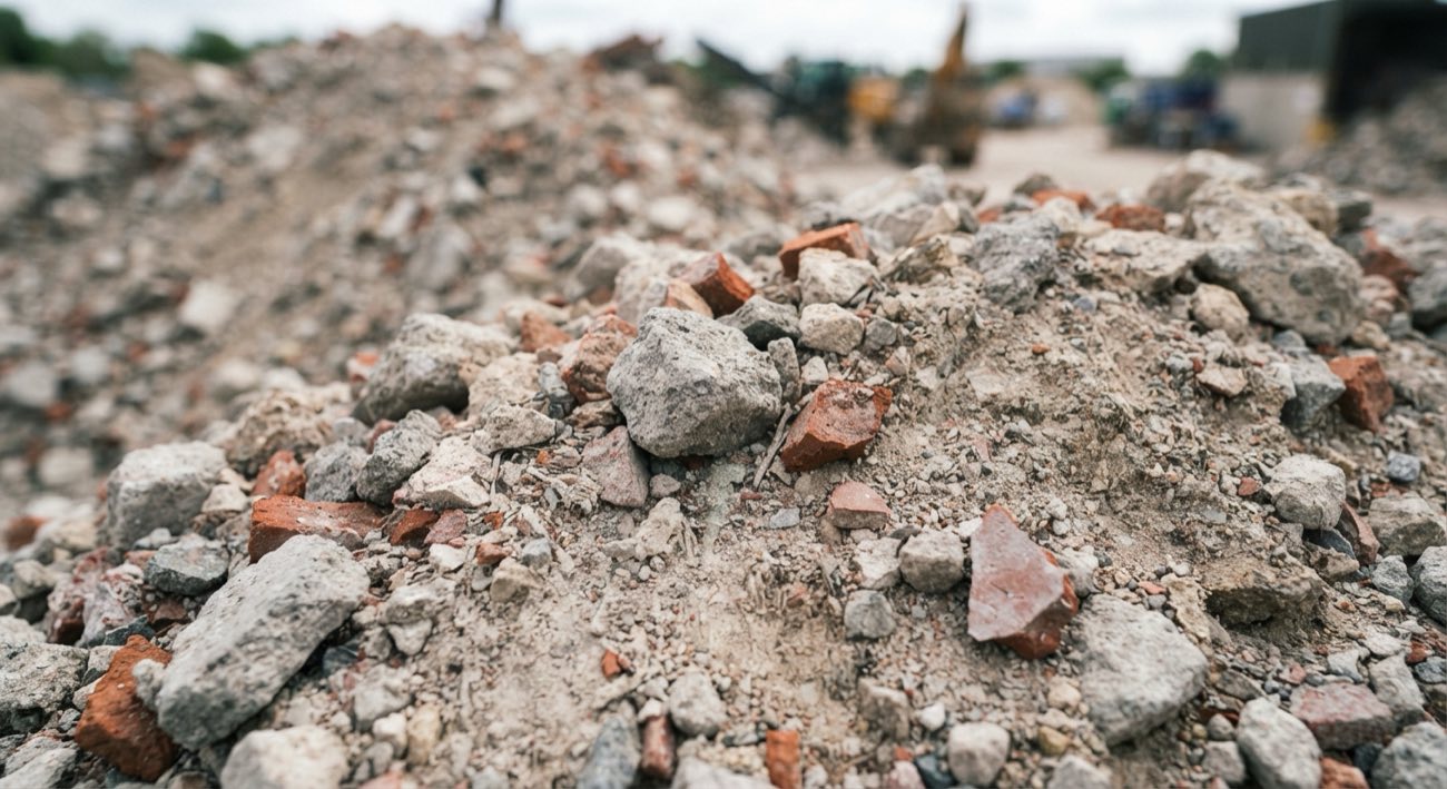 Close-up of 6F2 crusher run: crushed concrete, brick and mortar